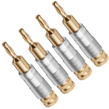 Clicktronic Gold-Plated 4mm Banana Plugs - Pack of 4