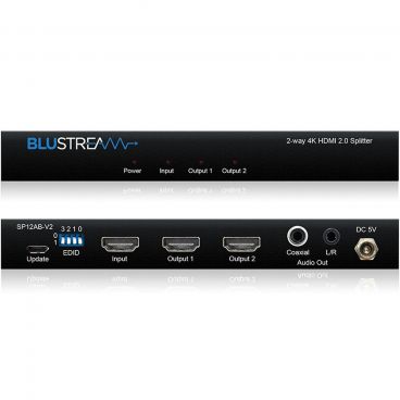 Blustream SP12AB-V2 2-Way 4K HDMI splitter - Front & Back