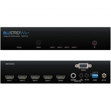 Blustream SW41AB-V2 4-Way 4K HDMI Switch - Front & Back