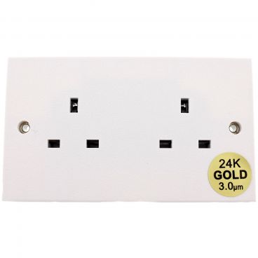 MS HD Power Audio Quality UK Double Gang Wall Socket Gold - MS9296G